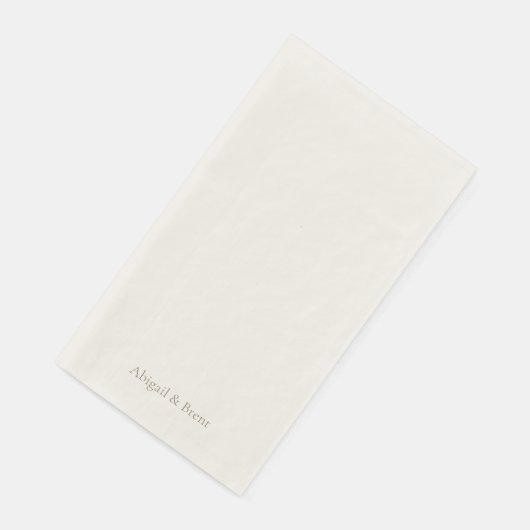 Serviette En Papier Mariage simple personnalisé Cream & Gold (Coin)