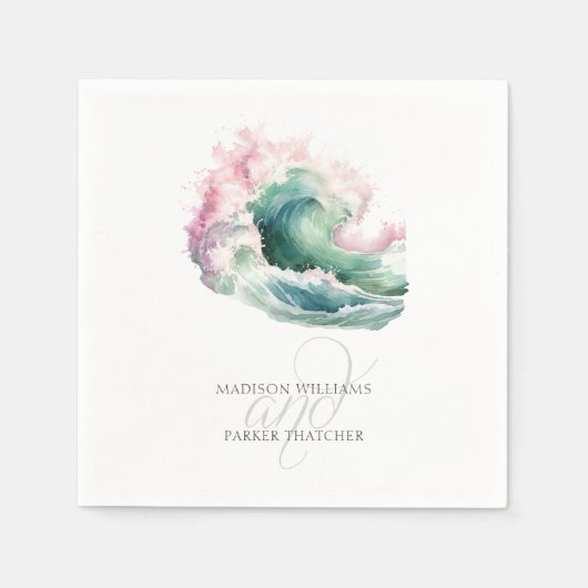 Serviette En Papier Mariage simple plage personnalisé (Devant)