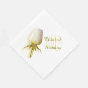 Serviette En Papier Mariage simple rose blanche nommé papier serviette