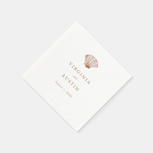 Serviette En Papier Mariage simple Seashell (Coin)