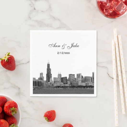 Serviette En Papier Mariage Skyline de Chicago (En situation)