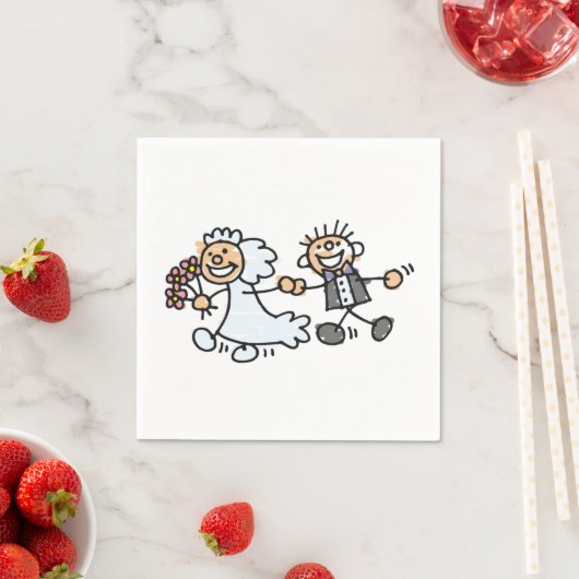 Serviette En Papier Mariage souriant Couple marié Groom (En situation)