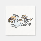 Serviette En Papier Mariage souriant Couple marié Groom (Devant)