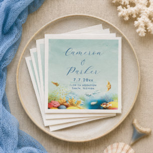 Serviette En Papier Mariage sous l'eau Aquarium Récif de corail