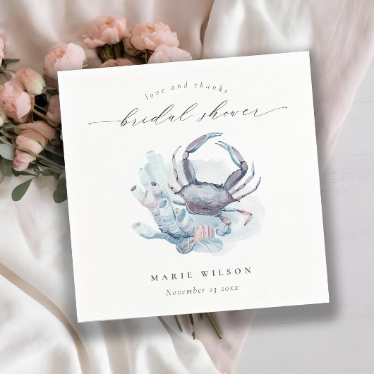 Serviette En Papier Mariage Sous-Marin Corail Crab Nautilus Muted