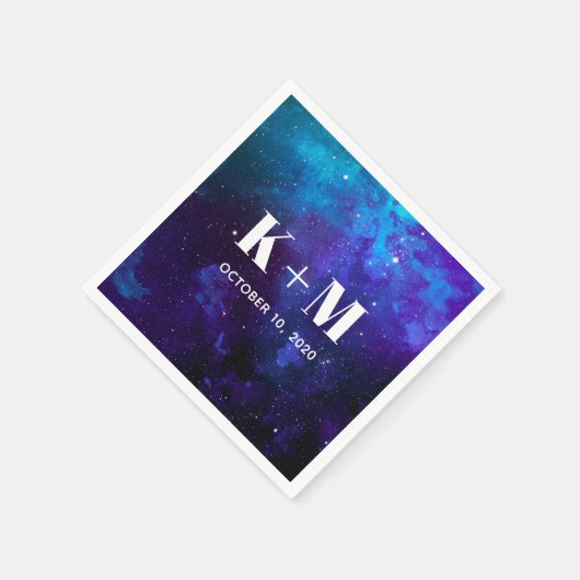 Serviette En Papier Mariage spatial. Les étoiles de nuit. Galaxie mode (Coin)