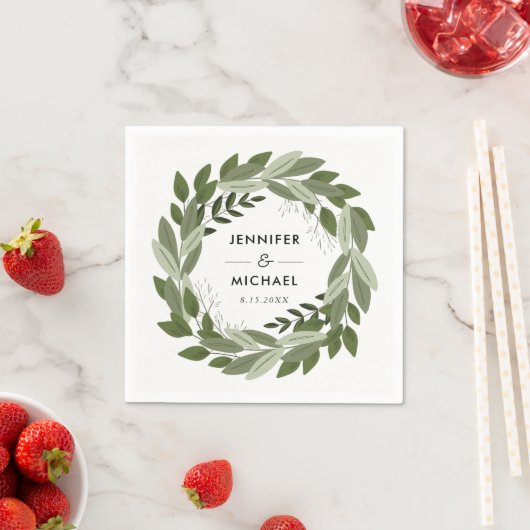 Serviette En Papier Mariage Sprigs Cocktail Napkins (En situation)