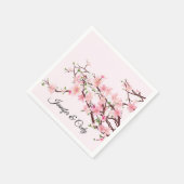Serviette En Papier Mariage Spring Cherry Blossoms Ajouter des noms Co (Coin)