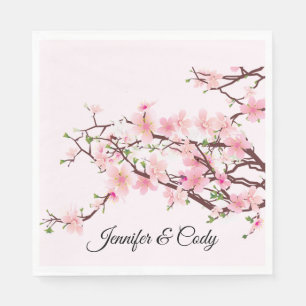 Serviette En Papier Mariage Spring Cherry Blossoms Personnaliser les n