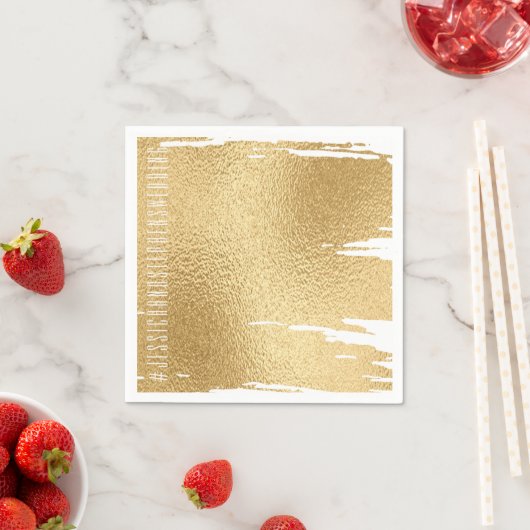 Serviette En Papier Mariage Standard Napkin Elegant Or et Noir (En situation)