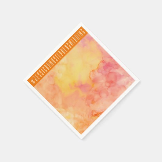 Serviette En Papier Mariage Standard Napkin Fleurs fraîches Oranges (Coin)