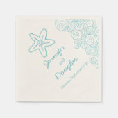 Serviette En Papier Mariage star de la mer tourbillon aqua crème servi (Devant)