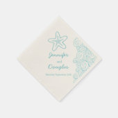 Serviette En Papier Mariage star de la mer tourbillon aqua crème servi (Coin)