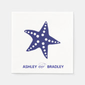 Serviette En Papier Mariage Starfish, Plage, Bleu marine (Devant)