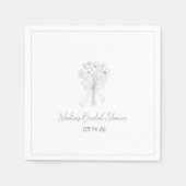 Serviette En Papier Mariage Style Dessin à Main Floral Fête de Mariée  (Devant)