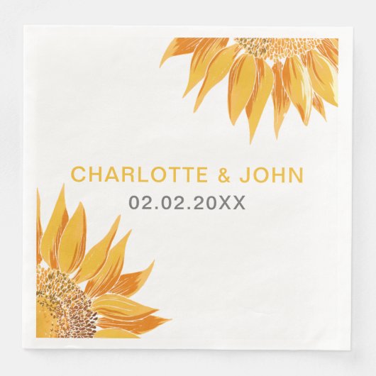 Serviette En Papier Mariage SunFlower moderne (Devant)