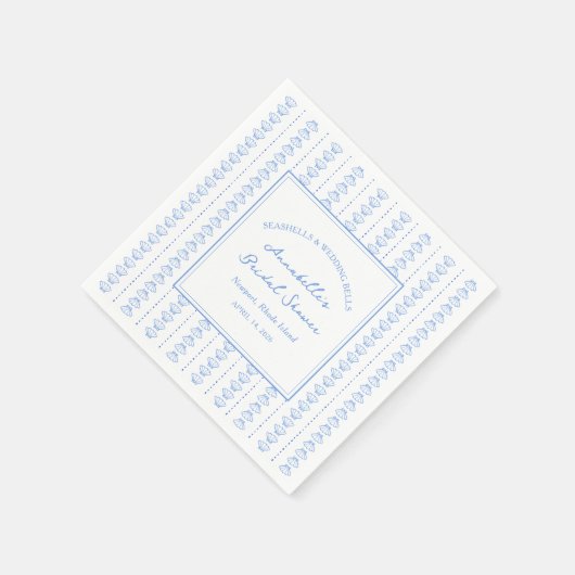 Serviette En Papier Mariage sur la Côte avec Coquillages et Cloches de (Coin)