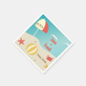Serviette En Papier Mariage sur la Plage (Coin)