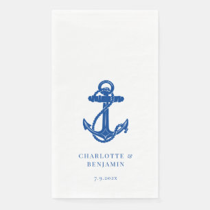 Serviette En Papier Mariage sur la plage avec ancre bleu marine
