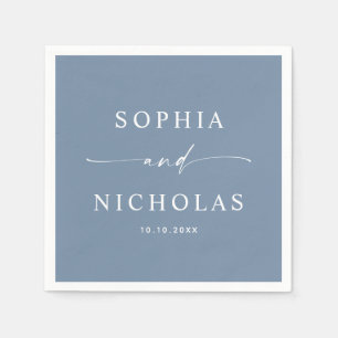 Serviette En Papier Mariage sur la plage bleu poussiéreux Bar modern