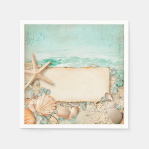 Serviette En Papier Mariage sur la plage coquillages 2
