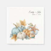 Serviette En Papier Mariage sur la plage d'automne Citrouille (Devant)