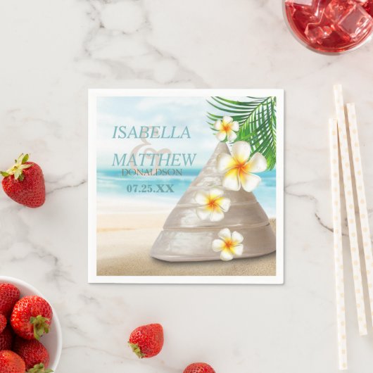 Serviette En Papier Mariage sur la plage | Personnalisez (En situation)