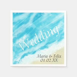 Serviette En Papier Mariage sur la Plage Réception de Mariage Sable Va