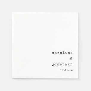 Serviette En Papier Mariage sur mesure minimaliste Retro White Typewri