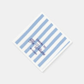 Serviette En Papier Mariage sur mesure Rayure bleue (Coin)
