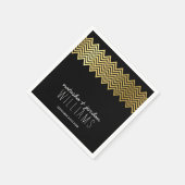 Serviette En Papier MARIAGE TABLE DECOR chevron motif or noir (Coin)