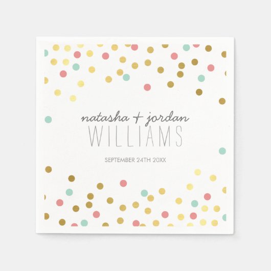 Serviette En Papier MARIAGE TABLE DÉCOR confetti mignon corail menthe (Devant)