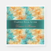 Serviette En Papier Mariage Tangerine Turquoise (Devant)