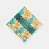 Serviette En Papier Mariage Tangerine Turquoise (Coin)