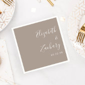 Serviette En Papier Mariage Taupe Écriture Moderne