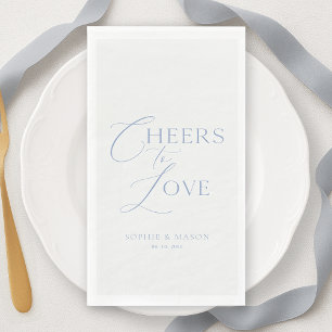 Serviette En Papier Mariage "Tchin à l'amour" Bleu Poussiéreux