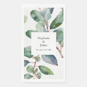 Serviette En Papier Mariage Tendance Eucalyptus Verdure Bleu Poussiére (Devant)