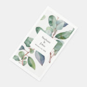 Serviette En Papier Mariage Tendance Eucalyptus Verdure Bleu Poussiére (Coin)