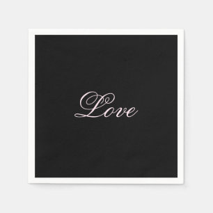 Serviette En Papier Mariage tendance Love Calligraphie Script noir