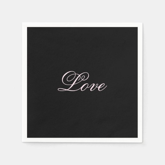 Serviette En Papier Mariage tendance Love Calligraphie Script noir (Devant)