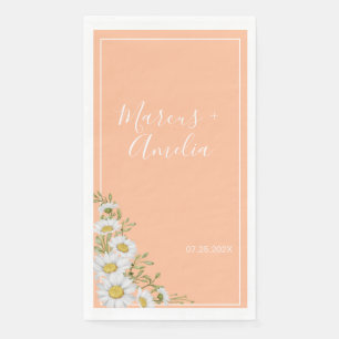 Serviette En Papier Mariage tendance Peach & White Daisies
