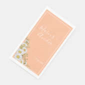 Serviette En Papier Mariage tendance Peach & White Daisies (Coin)