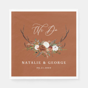 Serviette En Papier Mariage terracotta botanique rustique floral cervi