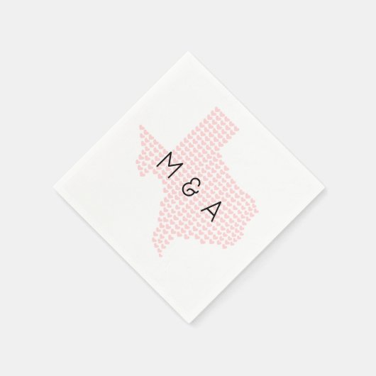 Serviette En Papier Mariage Texas Personnalisé À Thème Coeur Napkin (Coin)