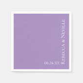 Serviette En Papier Mariage texte simple élégant moderne Lavande (Devant)