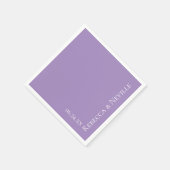 Serviette En Papier Mariage texte simple élégant moderne Lavande (Coin)