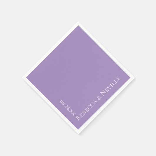 Serviette En Papier Mariage texte simple élégant moderne Lavande (Coin)