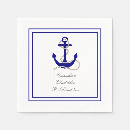 Serviette En Papier Mariage thématique d'ancre nautique (Devant)