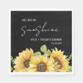 Serviette En Papier Mariage thème tournesol noir et blanc (Devant)