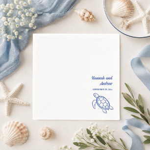 Serviette En Papier Mariage Tortue Dessinée à la Main Chic